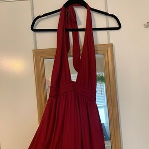 Red Halter Maxi Dress